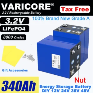 3.2V 360Ah 340Ah Lifepo4 Rechargeable Battery Lithium Iron Phosphate Travel Solar RV Campers 12v 24v batteries Grade A Tax Free - Color : 3.2V 340Ah 4pcs