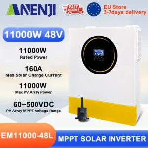 ANENJI 3.5KW 6.2KW 11KW Hybrid Solar Inverter MPPT Output 230VAC On/Off Grid Solar Inverter PV 60-500V Works Without Batteries - AliExpress 13 - Color : EM11000-48L - Output Voltage : 220-240V - Ships From : Poland