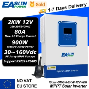 EASUN Mppt Solar Inverter 11KW 6.2KW 48v Dual Output 4KW 3.2KW 24V 2.2KW 12V Off Grid Inverter Built-In Wifi Support RS485 RS232 - AliExpress 13 - Color : 2KW 12V WiFi