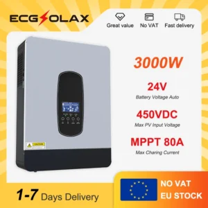 ECGSOLAX 3KW 24V Hybrid Solar Inverter 230Vac MPPT 80A Charge Controller Off-Grid Solar Charging System Inverter - AliExpress 13 - Color : 3KW 24V - Ships From : france