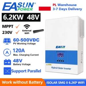 EASUN POWER 6.2KW Hybrid Solar Inverter 48V 120A MPPT Solar Controller Pure Sine Wave Off Grid Parallel Inverter With WIFI - AliExpress 13 - Color : ISolar-SMG-II-6.2KP-48V-Wifi - Ships From : Poland