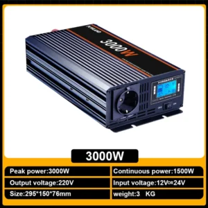 Powland 8000W 6000W Pure Sine Wave Inverter 12V 24V To 220V 230V 50HZ Power Converter with Remote Control Car Inverter For Home - AliExpress 13 - Color : 3000W - Socket Type : Europe - Input Voltage : 12V