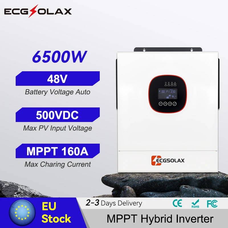 ECGSOLAX 6.5KW Solar Hybrid Inverter 48V 220Vac With MPPT 120A 160A Hybrid Solar Inverter Built-in WIFI - AliExpress 13 - Output Voltage : 220-240V - Ships From : france - Input Voltage : 48V