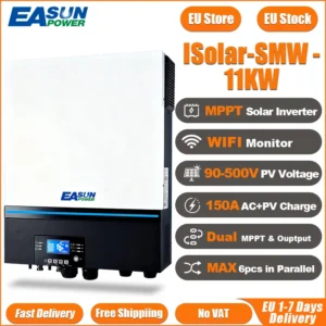 EASUN Hybrid Soalr Inverter 11000W 150A Dual MPPT Dual AC Out 48V 50hz/60hz 500vdc PV Input Off Grid Solar Charger WIFI Parallel - AliExpress 13 - Color : Glod - Ships From : PL