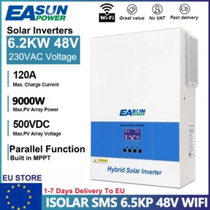 EASUN POWER 6.2KW 4KW 3.2KW 2KW Hybrid Solar Inverter 48V 24V 12V 220VAC Built-In 120A MPPT Solar Controller PV Input 500VAC Pure Sine Wave Off Grid Inverter With WIFI BMS EU Stock No Tax - AliExpress 13 - Color : SMS 6.5KP 48V WIFI Parallel - Ships From : PL