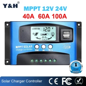 Y&H MPPT Solar Charge Controller 40A 60A 100A with Load/Dual USB /LCD 12V 24V Auto Solar Panel Charger Regulator - AliExpress 13 - Current : 100A