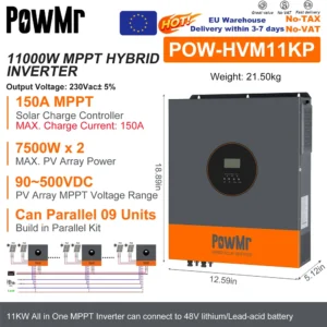 PowMr 6.2KW/4.2KW/3.2KW/2KW/2KW Hybrid Solar Inverters 48V 24V 12V 220VAC Photovoltaic Pure Sine Wave MPPT 120A 80A Solar Controller - AliExpress 13 - Color : 11KW 48V-Parallel - Output Voltage : 220-240V - Ships From : france - Input Voltage : No WIFI