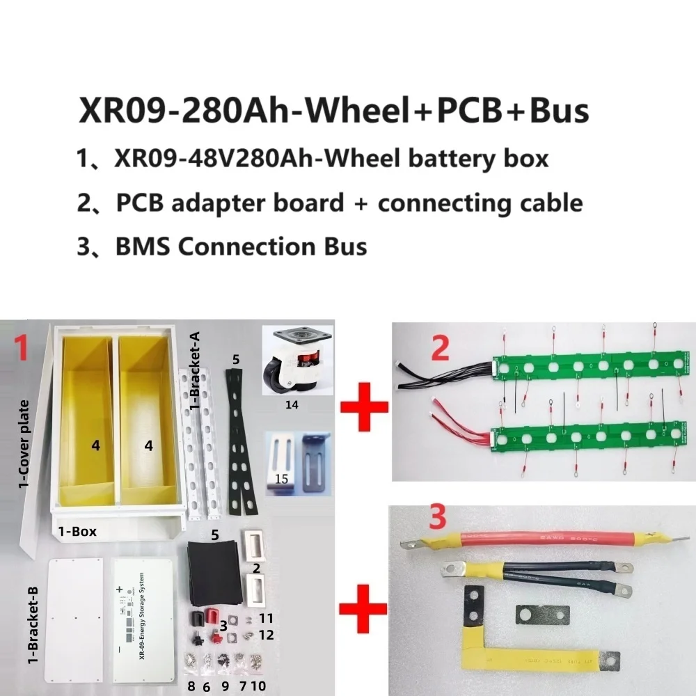 XR09-48V280AH DIY Kit Lifepo4 Lithium Battery BOX 48V 15KWH With EVE CATL 280AH 302AH JK BMS Solar Home Energy Storage system - AliExpress 44 - Color : XR09-280wheelPCB BUS - Ships From : China Mainland