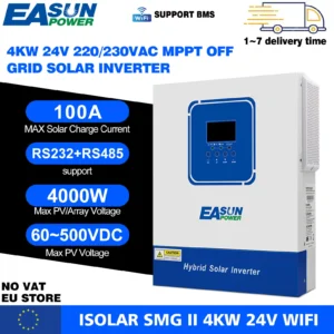 EASUN POWER 3.2KW 4KW 24V Hybrid Solar Inverter 11KW 6.2KW 48V 220V 2KW 12V MPPT Pure Sine Off Grid Inverter With BMS & WIFI - AliExpress 13 - Color : SMG-II-4KW 24V WIFI - Output Voltage : 220-240V - Ships From : PL