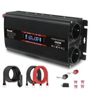 Power Inverter 1500W/2000W/2600W LCD Display DC 12V to AC 220V Solar 2 USB Car Transformer Convert EU Socket Modified Sine Wave - AliExpress 34 - Color Name : 3000W Black - Ships From : spain