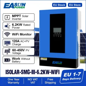 EASUN 6200W Hybrid Solar Off Grid Inverter 48V 220V MPPT 6500W 120A 500V High PV Charger 50/60hz with WIFI BMS Generator EU - AliExpress 13 - Ships From : Poland