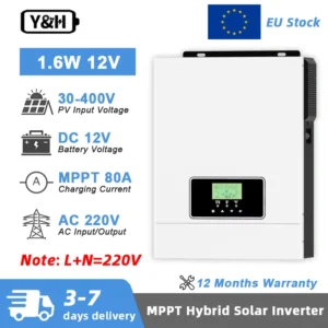 Y&H 2000VA Hybrid Solar Inverter 12VDC  220VAC 1.6KW Off-grid inverter 80A MPPT solar controller  pure sine wave inverter - AliExpress 13 - Color : 1600W - Output Voltage : 220-240V - Ships From : China Mainland - Input Voltage : 12V
