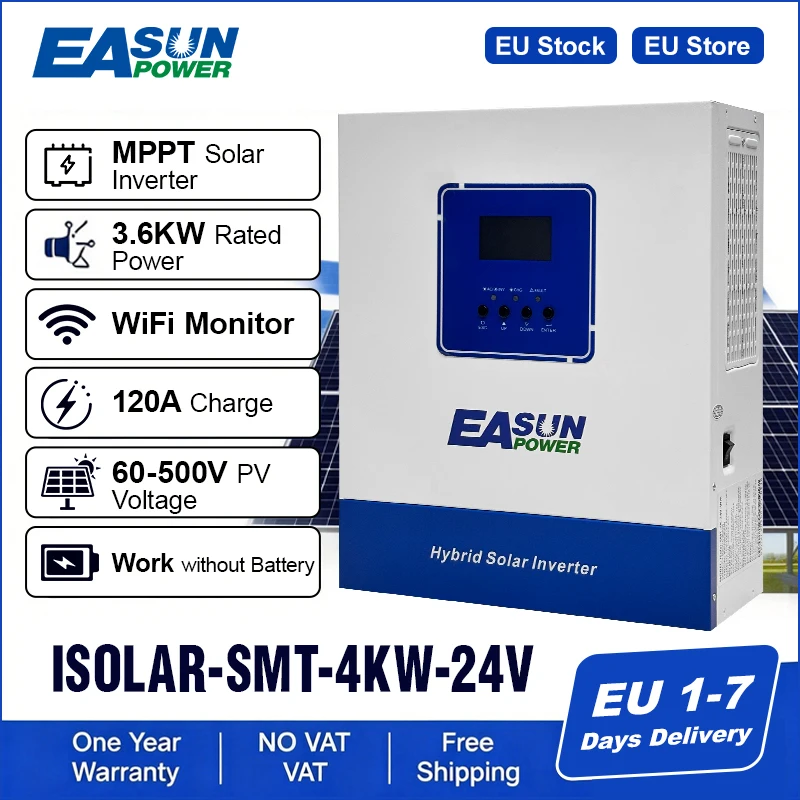 Easun 4000w 24v 230V Off Grid Inverter MPPT Pure Sine Solar Charger 120A Lithium Battery 50/60Hz Hybrid with WIFI EU Stock - AliExpress 13 - Ships From : Poland