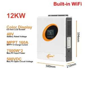 12KW Hybrid Solar Inverter 220VAC High Power Off/On Grid Inverter Pure Sine Wave 48VDC Battery Dual PV Input Built-in 160A MPPT - AliExpress 13 - Color : 12KW with WIFI - Output Voltage : 220-240V - Ships From : Poland - Input Voltage : 48V