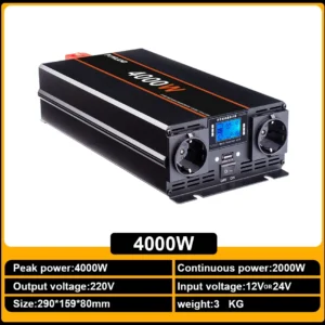 Powland 8000W 6000W Pure Sine Wave Inverter 12V 24V To 220V 230V 50HZ Power Converter with Remote Control Car Inverter For Home - AliExpress 13 - Color : 4000W - Socket Type : Europe - Input Voltage : 24V