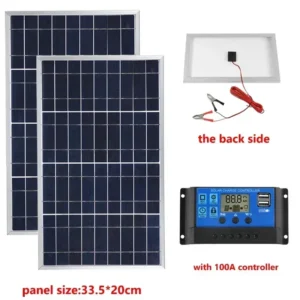 Outdoor Solar Panel 600W 12V Polycrystalline USB Power Portable Rechargeable Solar Cell Solar Generator for Home Lighting Camp - AliExpress  - Color : 2pcs 100A controller