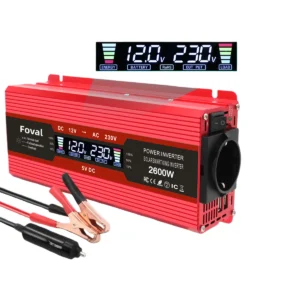 Power Inverter 1500W/2000W/2600W LCD Display DC 12V to AC 220V Solar 2 USB Car Transformer Convert EU Socket Modified Sine Wave - AliExpress 34 - Color Name : 2600W Red - Ships From : spain