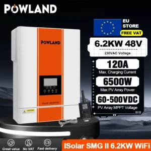 Powland 11KW 6.2KW 48V 4KW 24V Hybrid Solar Inverter Dual MPPT 160A Pure Sine Wave 230V Single phase On-grid Off-grid  VAT Free - AliExpress 13 - Color : SMG-II-6.2KW-Wifi - Output Voltage : 220-240V