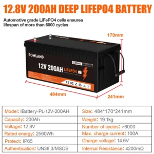 LiFePO4 12V 200AH 24V 100AH Battery Free Charger 12.8V Lithium Battery Built-In 200A BMS 6000+ Cycle For Boat Fast Ship From EU - AliExpress 13 - Color : 2560WH 12V 200AH