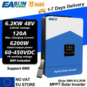EASUN 6.2KW 11KW Solar Inverter AC 220V DC 48VDC Dual MPPT 160A 500VDC PV Input Pure Sine Wave Hybrid Inverter with WiFI - AliExpress 13 - Color : SMH III 6.2KW wifi - Ships From : PL