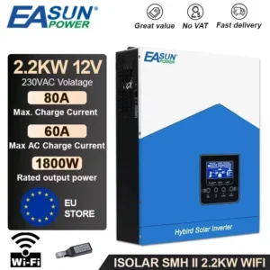 EASUN POWER 6.2KW 4.2KW 3.2KW 2.2KW Hybrid Solar Inverter 12V 24V 48V MPPT Off Grid Pure Sine Wave Inversor 120A MPPT Solar Battery Charger With WIFI - AliExpress 13 - Color : SMH-II-2.2KW-12V-WIFI - Ships From : PL