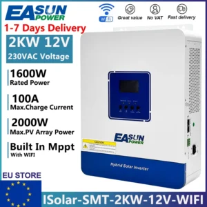 EASUN POWER 2KVA 1.6KW Hybrid Solar Inverter 12V 230V 100A MPPT Solar Charger Controller Pure Sine Off Grid Inverter With WIFI - AliExpress 13 - Color : SMT-2KW-12V-WIFI - Ships From : Poland