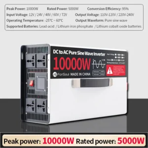 10000W Pure Sine Wave Off Grid Inverter DC 12V 24V 48V 60V 72V to AC 110V 120V 220V 240V 10KW Inverters For Home Car Battery - AliExpress 13 - Color : Peak 10000W - Output Voltage : 110-120V - Input Voltage : 60V