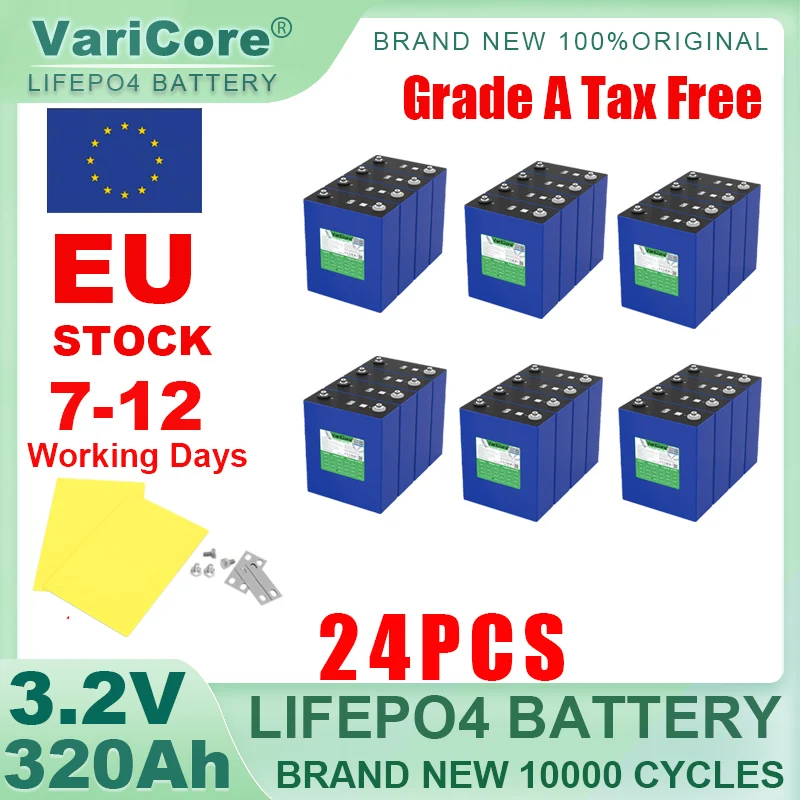 3.2V 340Ah LiFePO4 Rechargeable Battery Lithium Iron Phosphate for 12v 24v 36v 48v Travel Solar Campers Golf Cart Yacht Tax Free - AliExpress 44 - Color : 24pcs 3.2V 320Ah