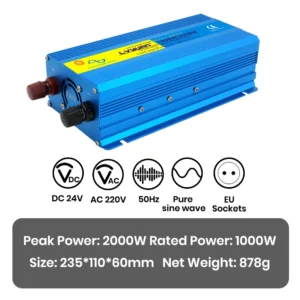 Lvyuan Pure Sine Wave Inverter 2000W DC 12V 24V  to AC 220V 240V Continuous Power 2000W Inverter - AliExpress 34 - Color Name : 24V 2000W EU - Ships From : spain