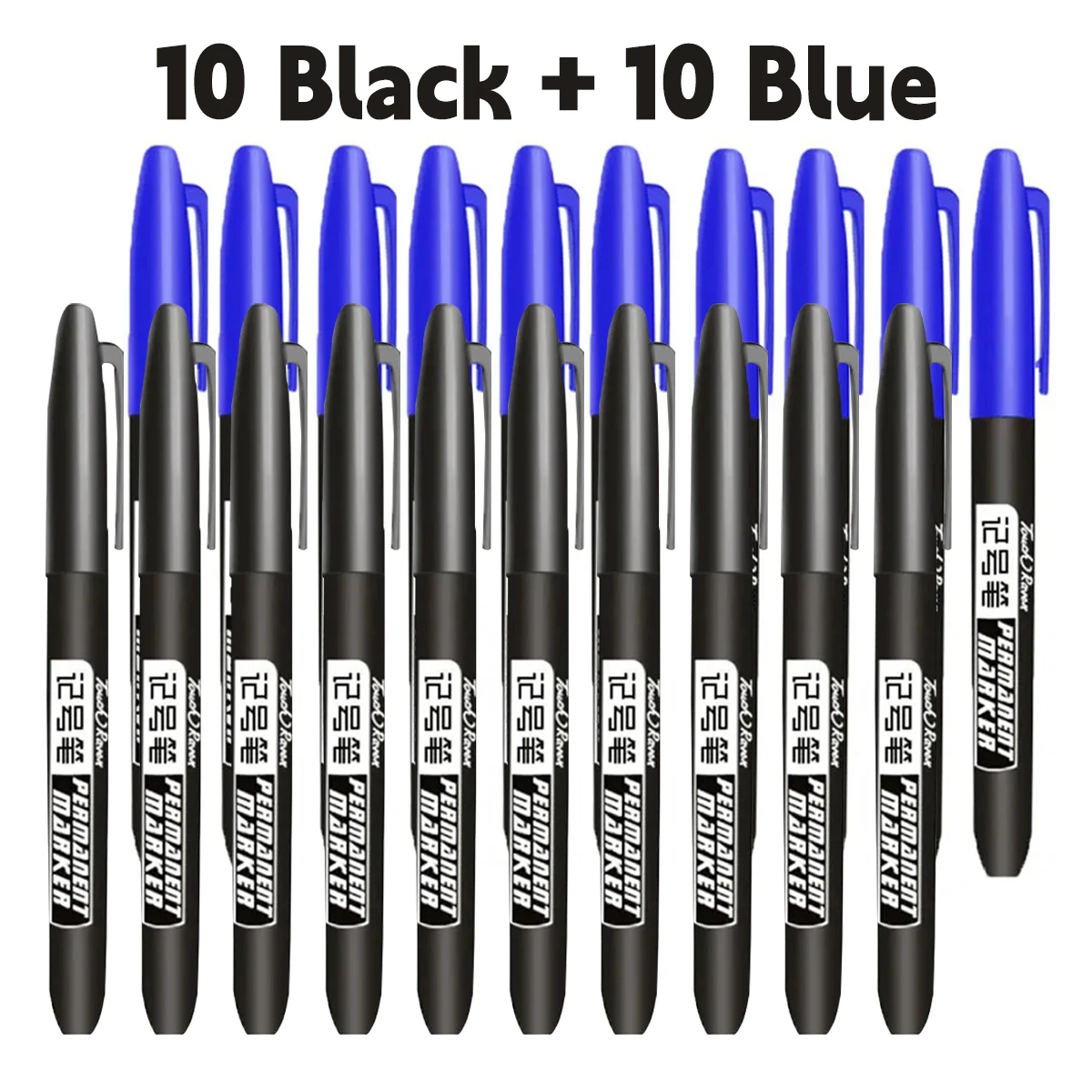 6 PCS Permanent Marker Pen Manga Drawing Markers Black Blue Red Waterproof Ink Sketch Pens Stationery Art School Supplies - AliExpress 21 - Color : 10 Black 10 Blue