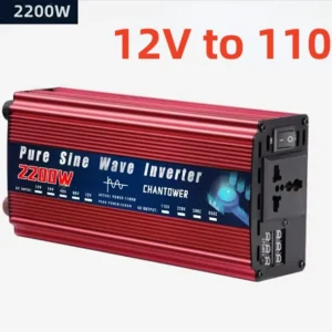Pure Sine Wave Inverter 12V 220V/110V 1000W 1600W 2200W 3000W 4000W 5000W DC To AC Power Voltage Converter Car Solar Inverter - Color Name : 2200W 12V 110V
