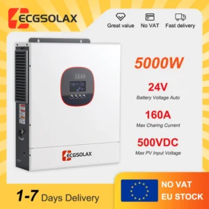 ECGSOLAX 5KW 24V Solar Hybrid Inverter 220Vac With MPPT 160A Hybrid Solar Inverter Built-in WIFI Off Grid Hybrid Inverter - AliExpress 13 - Color : 5KW 24V - Ships From : france - Input Voltage : 24V