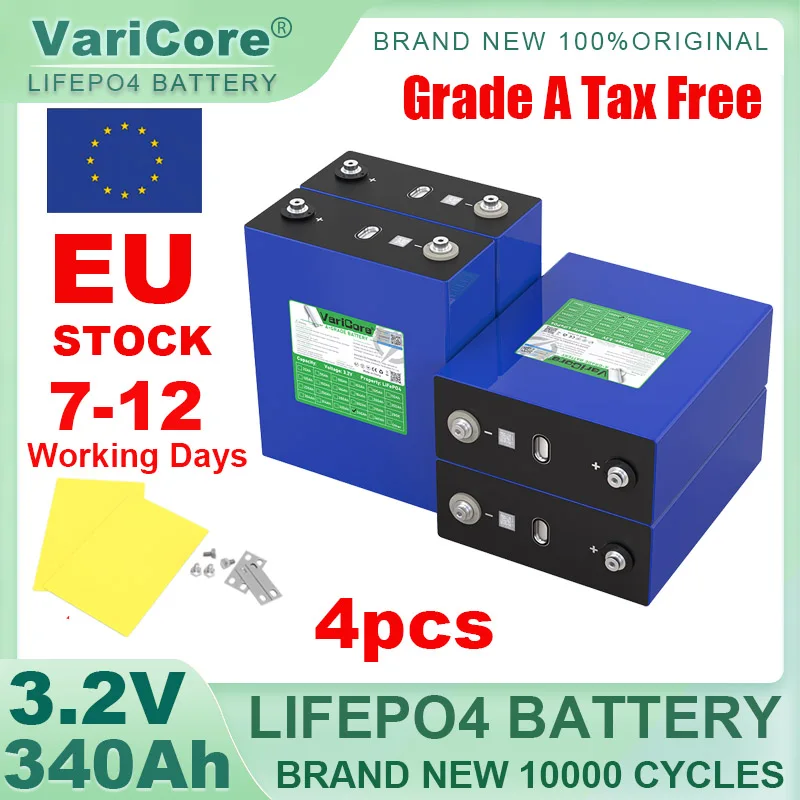 3.2V 340Ah LiFePO4 Rechargeable Battery Lithium Iron Phosphate for 12v 24v 36v 48v Travel Solar Campers Golf Cart Yacht Tax Free - AliExpress 44 - Color : 4pcs 3.2V 340Ah