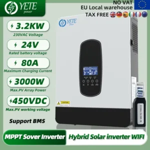 YETE Hybrid Solar Inverter 6200W 3200KW 2200KW MPPT Solar Inversor 48V 24V 12V Build 110A Solar Controller Charger with WIFI - AliExpress 44 - Color : 3.2KW 24V - Ships From : GERMANY