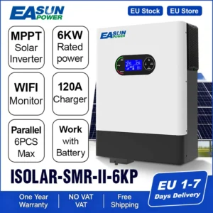 Easun Hybrid Inverter On/Off Grid 6kw 48v MPPT Pure Sine Wave Solar Charger 2 Output 120A Battery 50/60Hz Parallel with WIFI - AliExpress 13 - Ships From : Poland