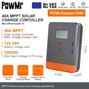 PowMr MPPT 100A 80A 60A 40A 30A 30A 20A Solar Charger Controller LCD Work With 12V 24V 36V 48V Lead-acid Lifepo4 Battery Solar Panel - AliExpress 13 - Color : MPPT 40A - Ships From : GERMANY