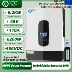 YETE Hybrid Solar Inverter 6200W 3200KW 2200KW MPPT Solar Inversor 48V 24V 12V Build 110A Solar Controller Charger with WIFI - AliExpress 44 - Color : 6.2KW 48V - Ships From : GERMANY