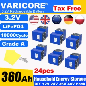3.2V 360Ah 340Ah Lifepo4 Rechargeable Battery Lithium Iron Phosphate Travel Solar RV Campers 12v 24v batteries Grade A Tax Free - Color : 3.2V 360Ah 24pcs