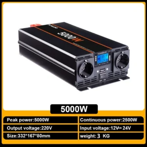 Powland 8000W 6000W Pure Sine Wave Inverter 12V 24V To 220V 230V 50HZ Power Converter with Remote Control Car Inverter For Home - AliExpress 13 - Color : 5000W - Socket Type : Europe - Input Voltage : 24V