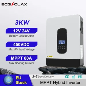ECGSOLAX 3KW Solar Hybrid Inverter 24V 230V With 80A MPPT Charging Pure Sine Wave Hybrid Solar Inveter Max PV 450VDC - AliExpress 13 - Output Voltage : 220-240V - Ships From : france - Input Voltage : 24V