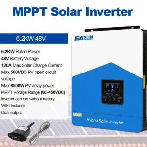 EASUN Solar Inverter 2.2KW 3.2KW 4.2KW 6.2KW 12V 24V 48V Pure Sine Wave Hybrid Inverter With 80A 120A Power Controller NO VAT - AliExpress 13 - Color : 6.2KW-WIFI - Ships From : spain