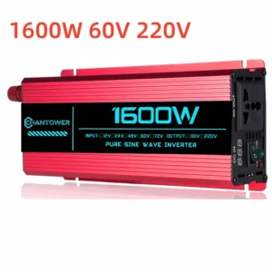 Pure Sine Wave Inverter DC 60V To AC 220V/110V 1000W 1600W 3000W 4000W 5000W 6000W Power Converter Car Solar Inverter - Color Name : 1600W 60V 220V