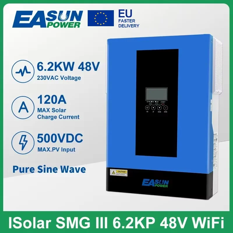 EASUNPOWER Hybrid Solar Inverter 6200W Pure Sine Inverter 120A MPPT Solar Charge Controller 48V 220V PV Input 500V With Wifi - AliExpress 13 - Color : SMG III 6.2KW Wifi - Ships From : GERMANY