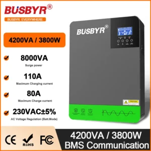 4.2KW 6.2KW Hybrid Solar Inverters 24V 48V 230V Pure Sine Wave Off Grid MPPT 100A/120A Solar Charge Controller For Solar Panels - AliExpress 13 - Color : 4200W  24V - Output Voltage : 220-240VAC - Input Voltage : Without WIFI