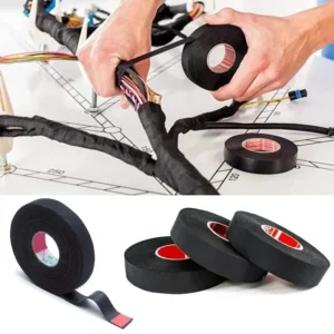 15 Meter Heat-resistant Flame Retardant Tape Coroplast Adhesive Cloth Tape For Car Cable Harness Wiring Loom Protection - AliExpress 13 - Color : black - Length : 15m - Width : 9mm