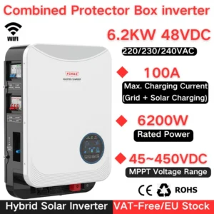 FCHAO Combined protective 6200W 48VDC 230VAC Off Grid Hybrid Pure Sine Wave invert MPPT Solar Controller 100A Charging run - AliExpress 13 - Color : 0918khp-6.2kw-hl-WiFi - Output Voltage : 220-240V - Ships From : france - Input Voltage : 48V