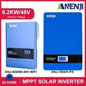 ANENJI 51.2V 100Ah Powerwall LiFePO4 Wall-Mounted Battery Pack 48V 5Kwh for Solar Off/On Grid Built-in BMS 6000+ Cycles - AliExpress 13 - Color : 6.2K+100AH BATTERY - Ships From : Poland - Input Voltage : 48V