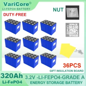 3.2V 360Ah 340Ah Lifepo4 Rechargeable Battery Lithium Iron Phosphate Travel Solar RV Campers 12v 24v batteries Grade A Tax Free - Color : 3.2V 320Ah 36pcs